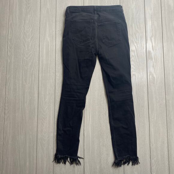 Free People Womens Denim Great Heights Black Frayed Raw Hem Skinny Jeans Size 26 - Picture 2 of 11